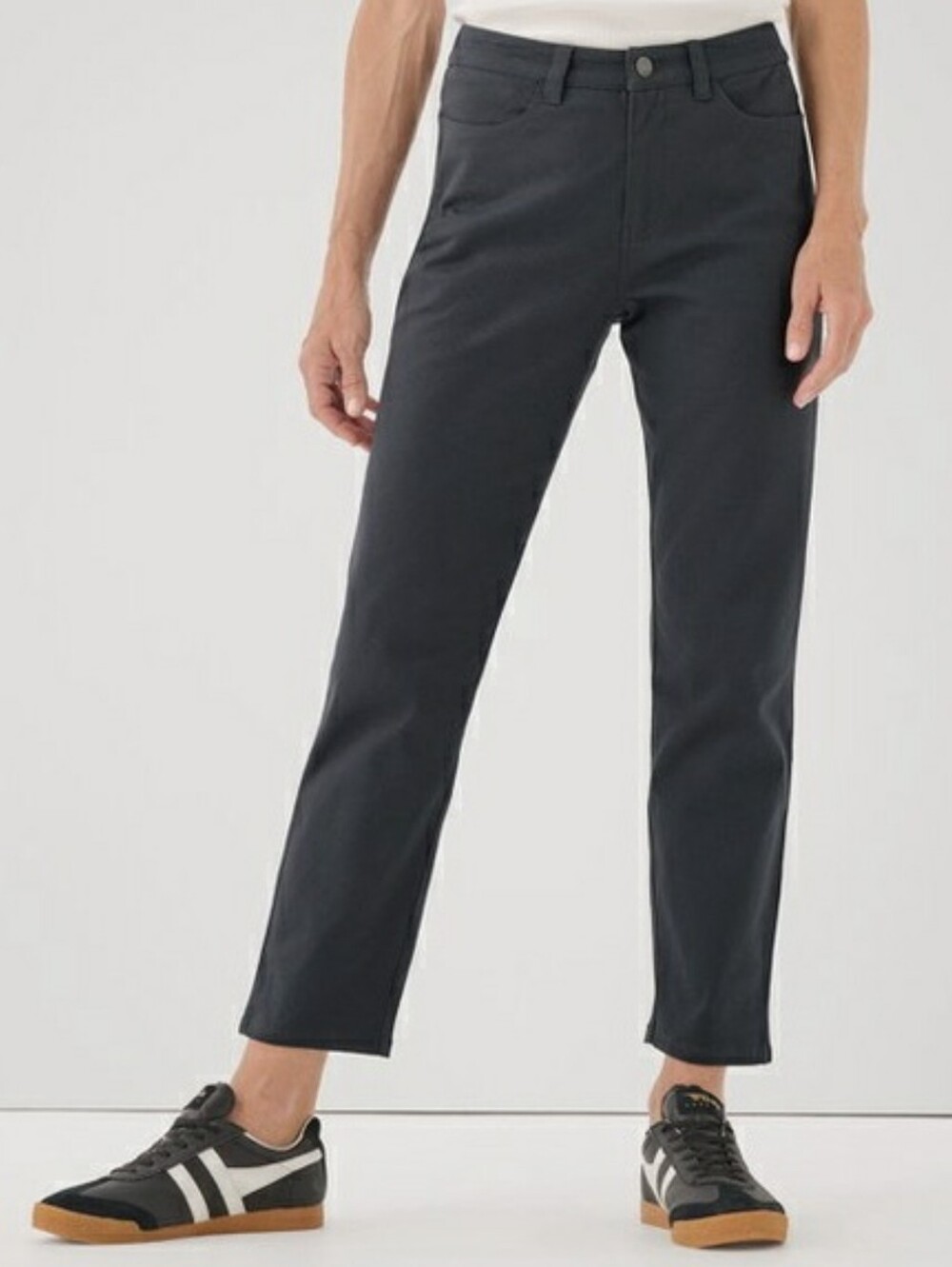 Pact Women's Stretch Twill Denim Slim Pant In Grey Size Large